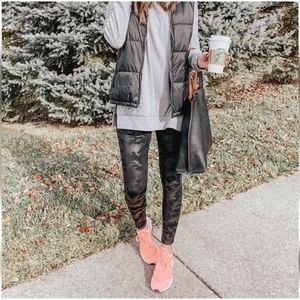 Spanx Faux Leather Camo Leggings Matte Black